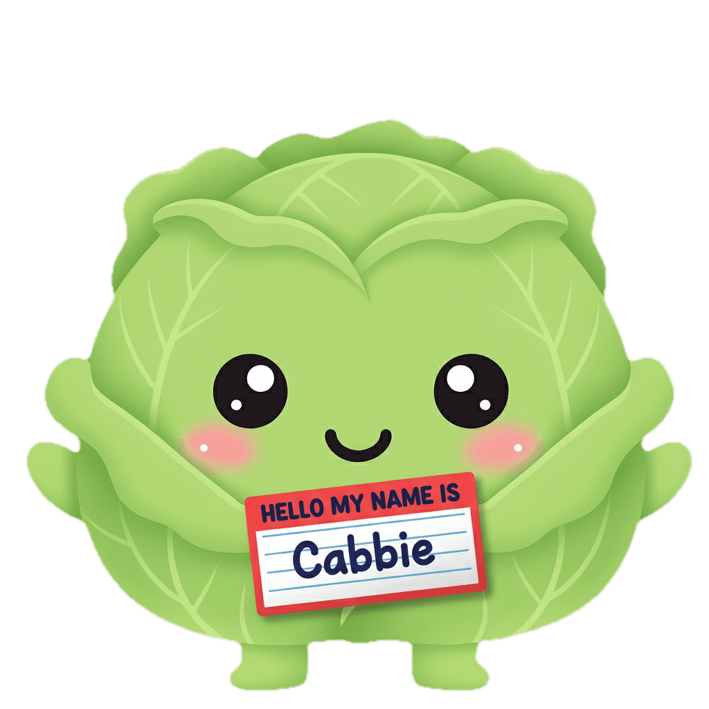 Cabbage Pal mascot greeting new users